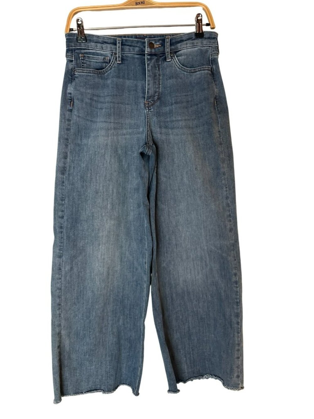 NYDJ Wide Leg Lift Tuck Technology Raw Hem Ankle Jeans In Barcelona Breeze Sz 4